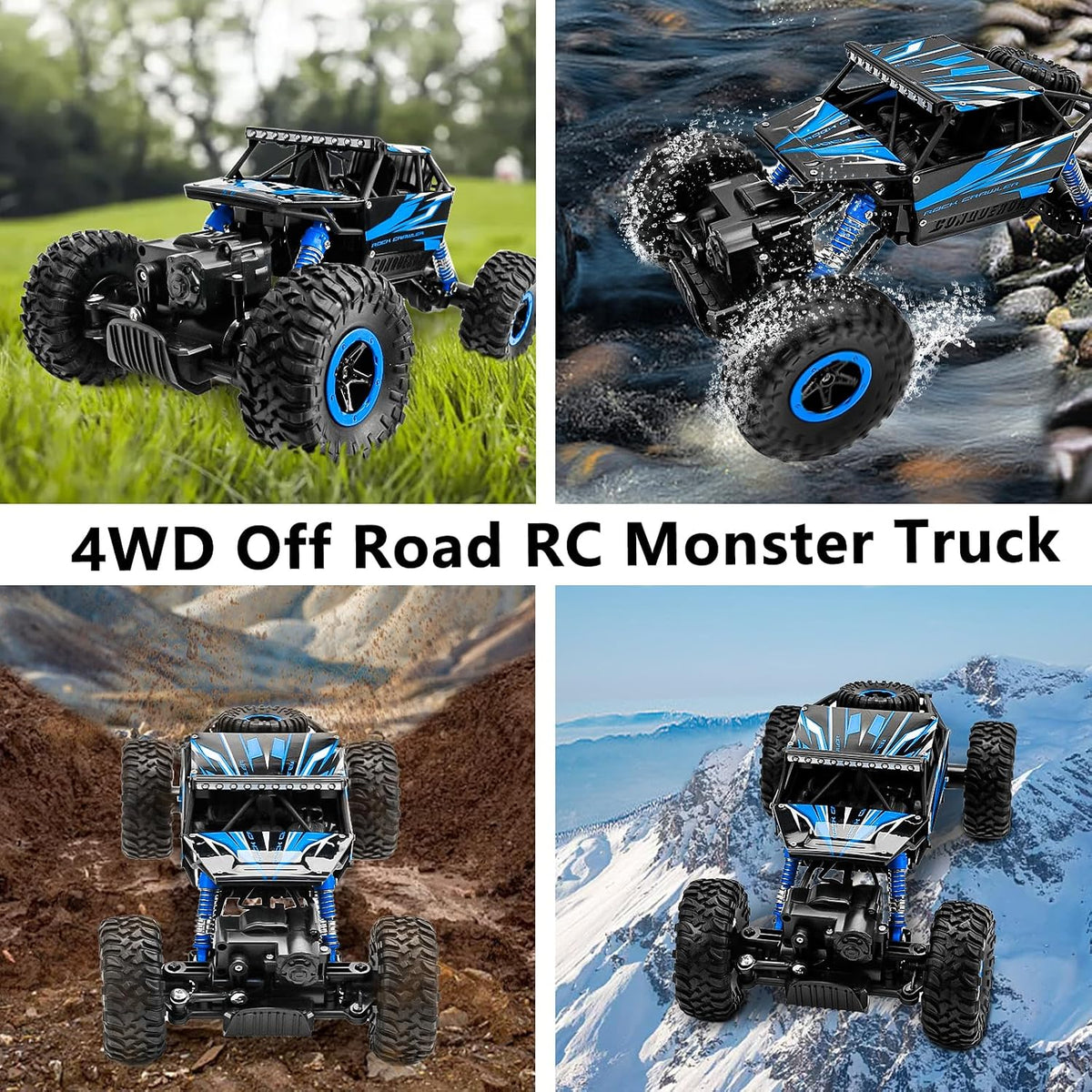 Coche RC Rock Crawler Cheerwing, escala 1:18, control remoto 2.4 GHz, camión monstruo 4x4 todoterreno, Azul