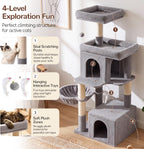 Globlazer Cat Tree Tower 2 Condo Kitten Scratching Post, F54, gris claro
