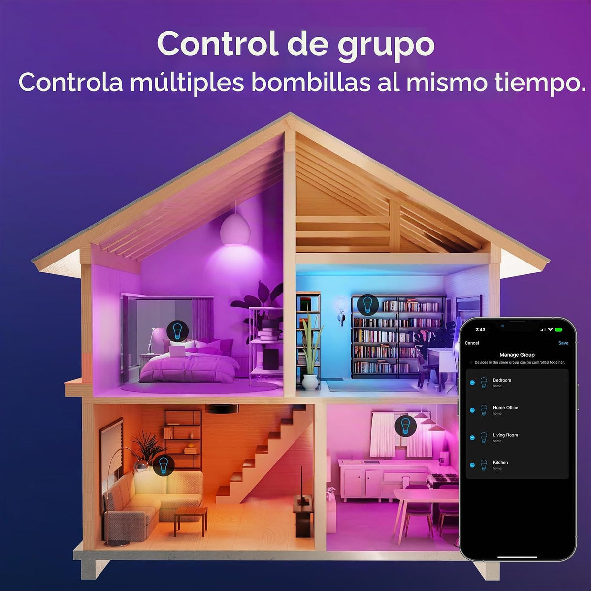 Geeni Prisma Plus - Bombillas inteligentes regulables de 800 lúmenes, Wi-Fi