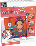 Style Me Up: Color & Stitch, kit de arte para niños, incluye 22 hojas de papel ilustradas, las plantillas cuentan con una gama de diseños, para edades de 8 años en adelante