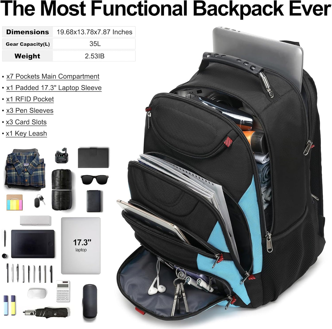 Mochila para laptop Boavan para hombre (Negro, 15.6), Elegante