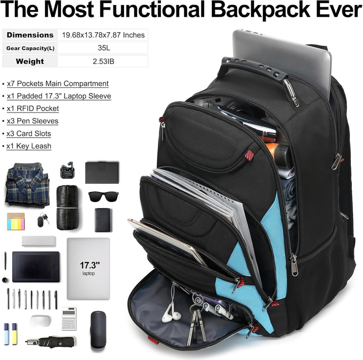 Mochila para laptop Boavan para hombre (Negro, 15.6), Elegante