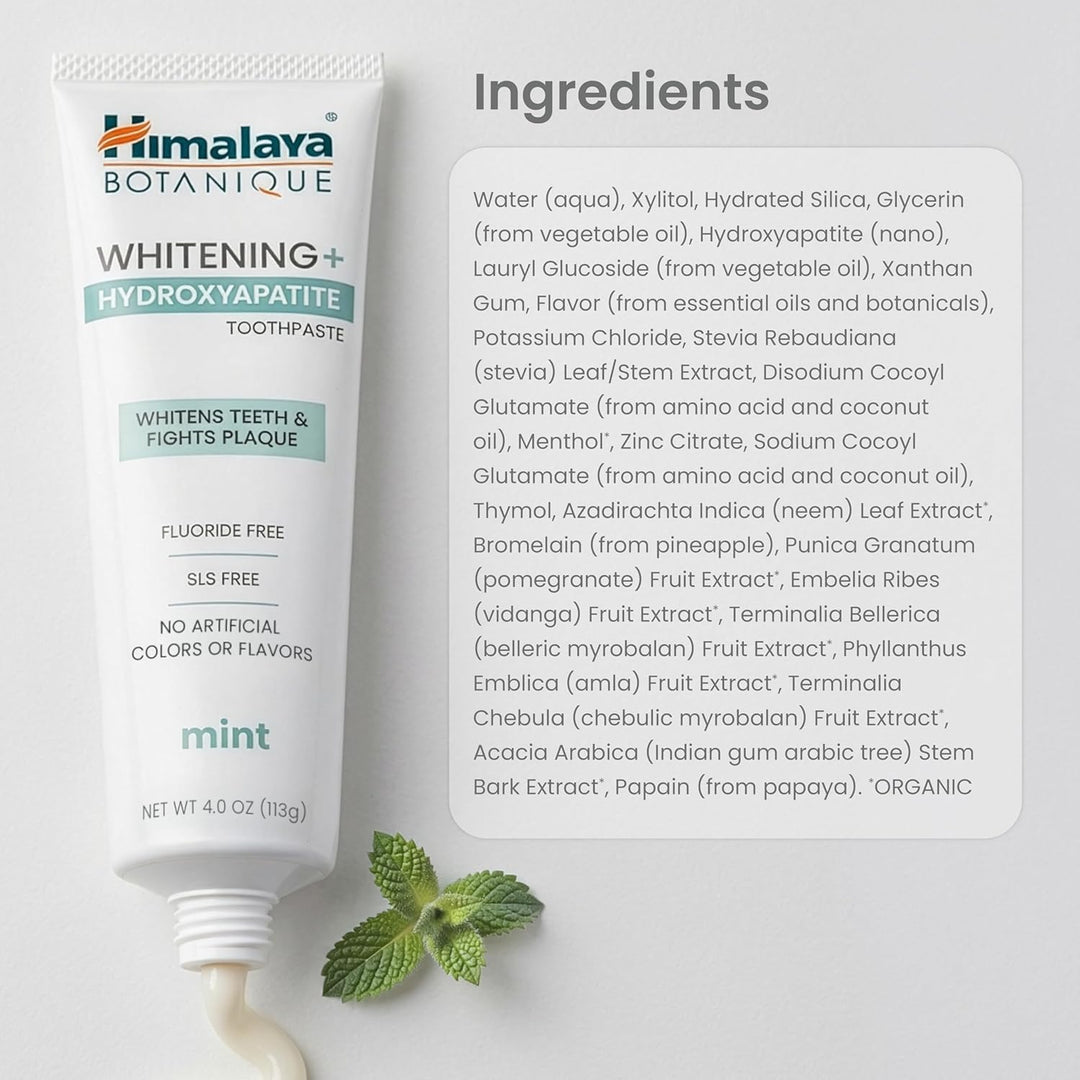 Himalaya Botanique Whitening+ Pasta de dientes hidroxiapatita, ment...