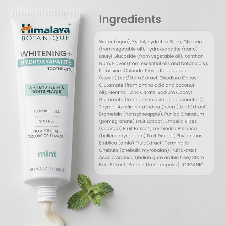 Himalaya Botanique Whitening+ Pasta de dientes hidroxiapatita, ment...