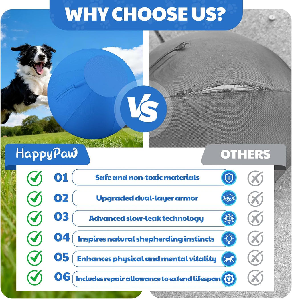 Happypaw 3.0 2026 - Pelota de pastor para perros de 18 pulgadas, resistencia mejorada a la masticación y material resistente, equipo de agilidad de juguete para perros para pastores australianos