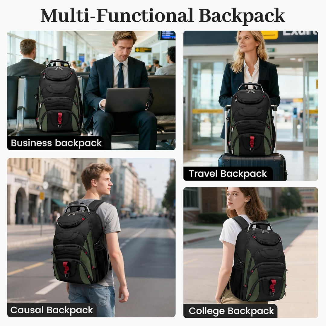 Boavan Mochila para laptop para hombre (negro, 15.6), Ammy Verde Q
