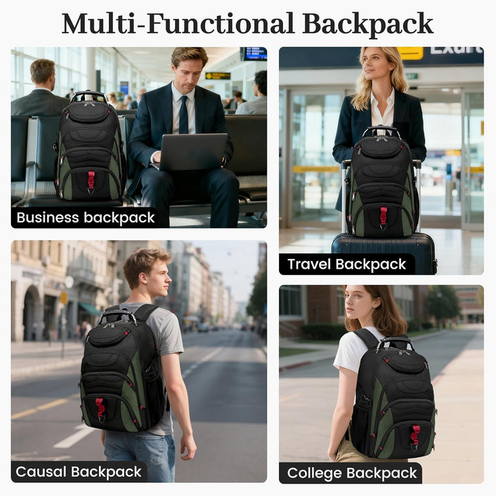 Boavan Mochila para laptop para hombre (negro, 15.6), Ammy Verde Q