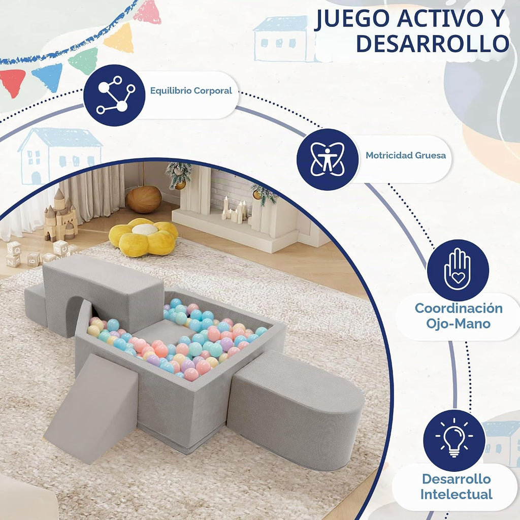 Juguetes de escalada para niños pequeños con hoyo de pelotas, 7 piezas de bloques de escalada de espuma para bebés con piscina de bolas, juego suave de actividades de escalada para niños