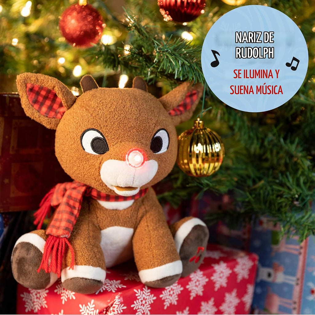 Rudolph el reno de nariz roja - Muñeco de peluche con música y luces