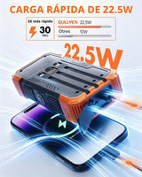 GULLVEN Cargador solar de 20000 mAh con 3 cables integrados, cargad...