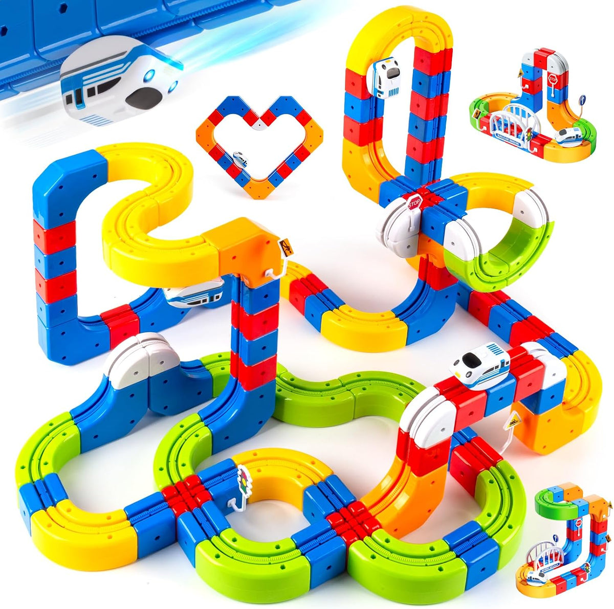 Juego de tren eléctrico para niños, 147 piezas (90 pistas de cubo) juguete