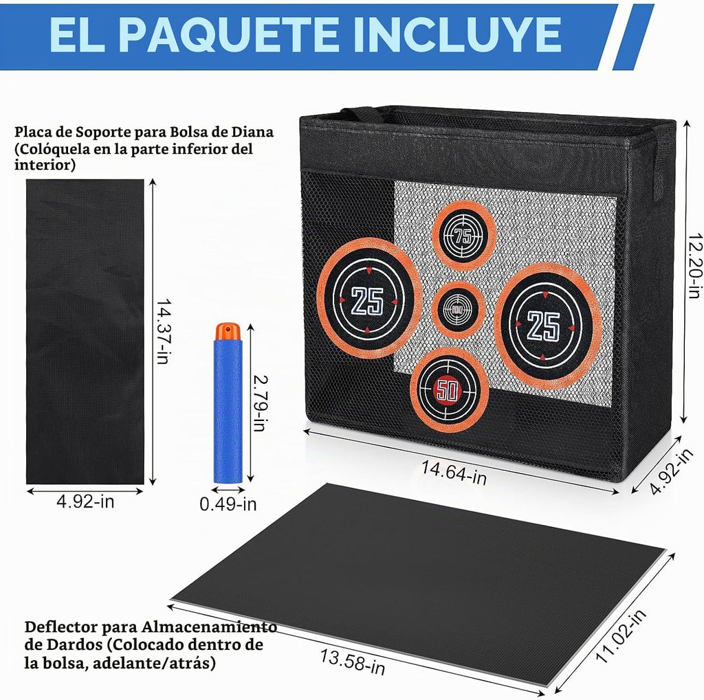 300 dardos para lanzadores Nerf Elite, compatibles con disruptor, Strongarm, etc. Elite, con un objetivo para Nerf Blasters, azul, 0.4 pulgadas
