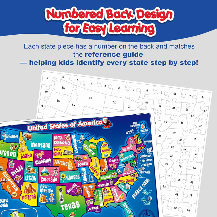 Rompecabezas de mapa de Estados Unidos para niños de 4 a 8