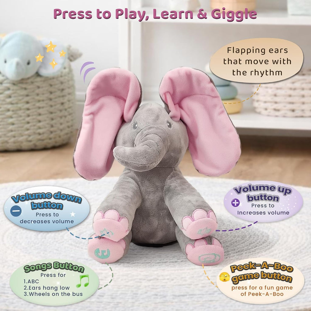 Dimple Kaia Elefante de Peluche Animado - Elefante Rosa de Peluche, Elefante rosa con baterías