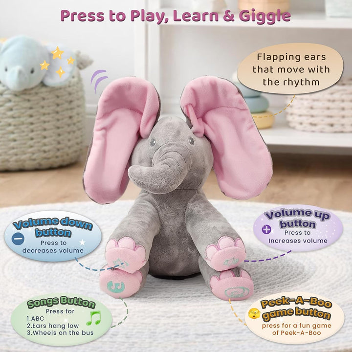 Dimple Kaia Elefante de Peluche Animado - Elefante Rosa de Peluche...