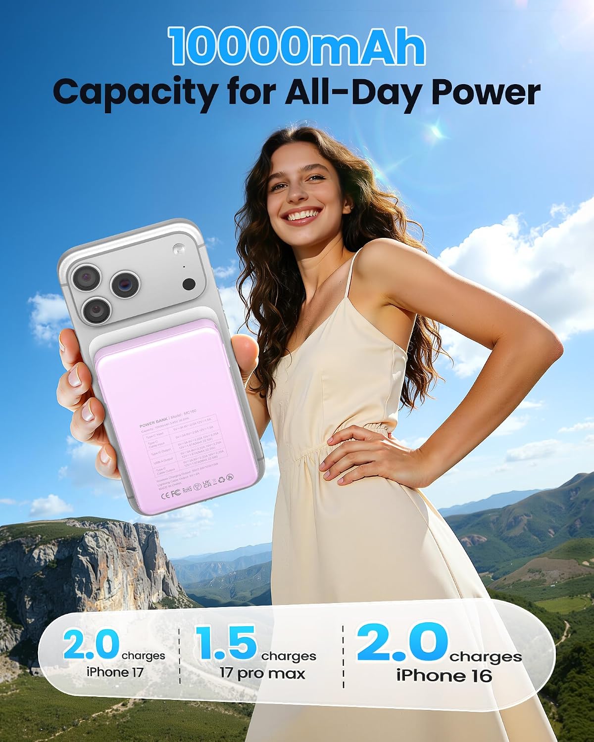 Cargador portátil magnético 10000mAh construido en el cable para el...