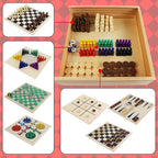 Juegoal Juego de mesa de madera 7 en 1 para niños y adultos, juego de mesa clásico de viaje portátil (ajedrez, damas, damas chinas, backgammon, parchís, serpientes y escaleras, dedo del pie de tac)