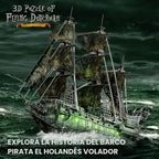 CubicFun Flying Dutchman - Rompecabezas de barco pirata 3D con LED verdes