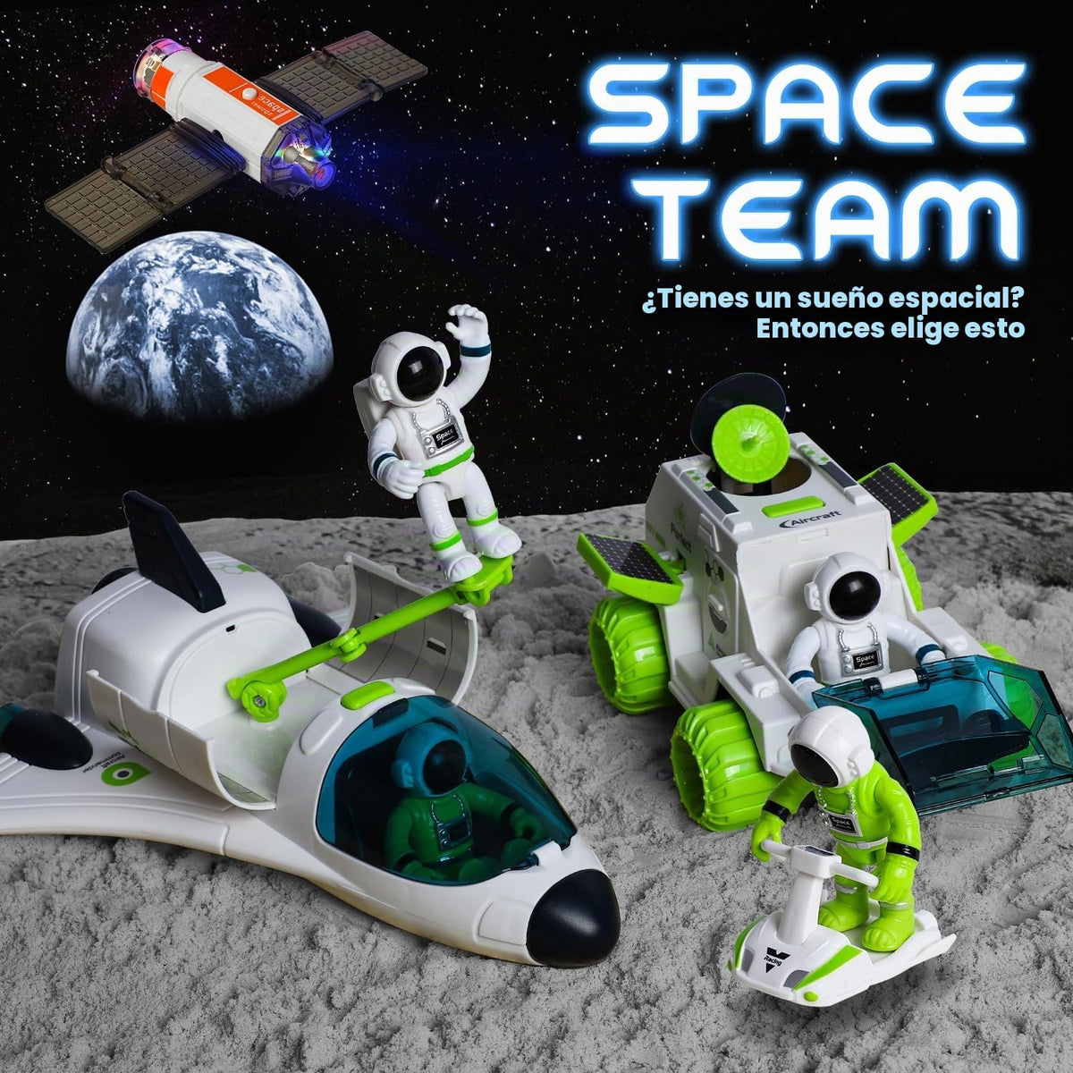 TOY Life Juguetes de cohete espacial para niños, juguete de lanzadera con figura de astronauta y rover para niños de 5 a 12 años, nave espacial, planeta STEM para niños y niñas