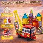 LATI Azulejos magnéticos de rescate de incendios para niños con camión de
