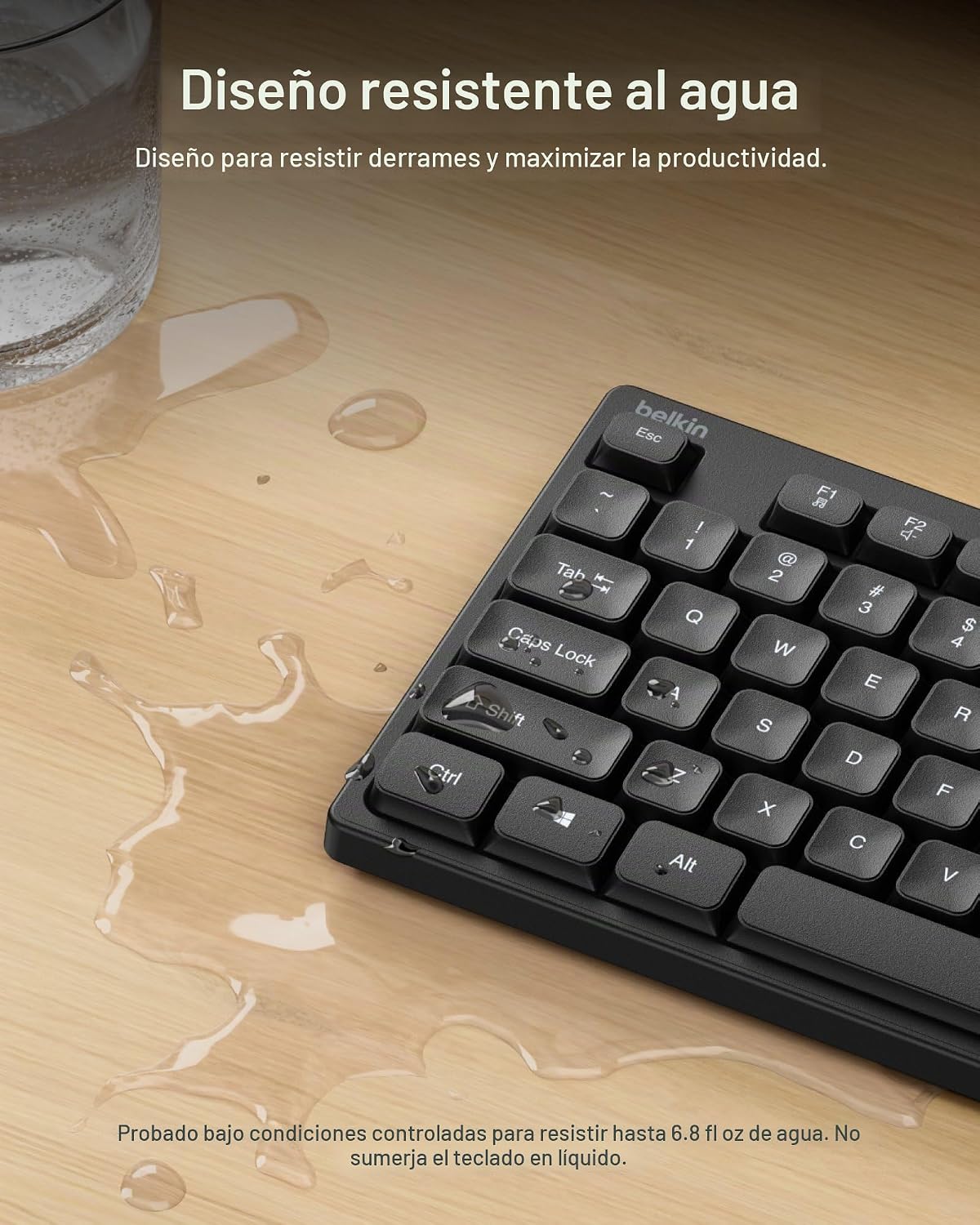 Belkin Combo de teclado y mouse con cable, diseño de EE. UU | Conex...