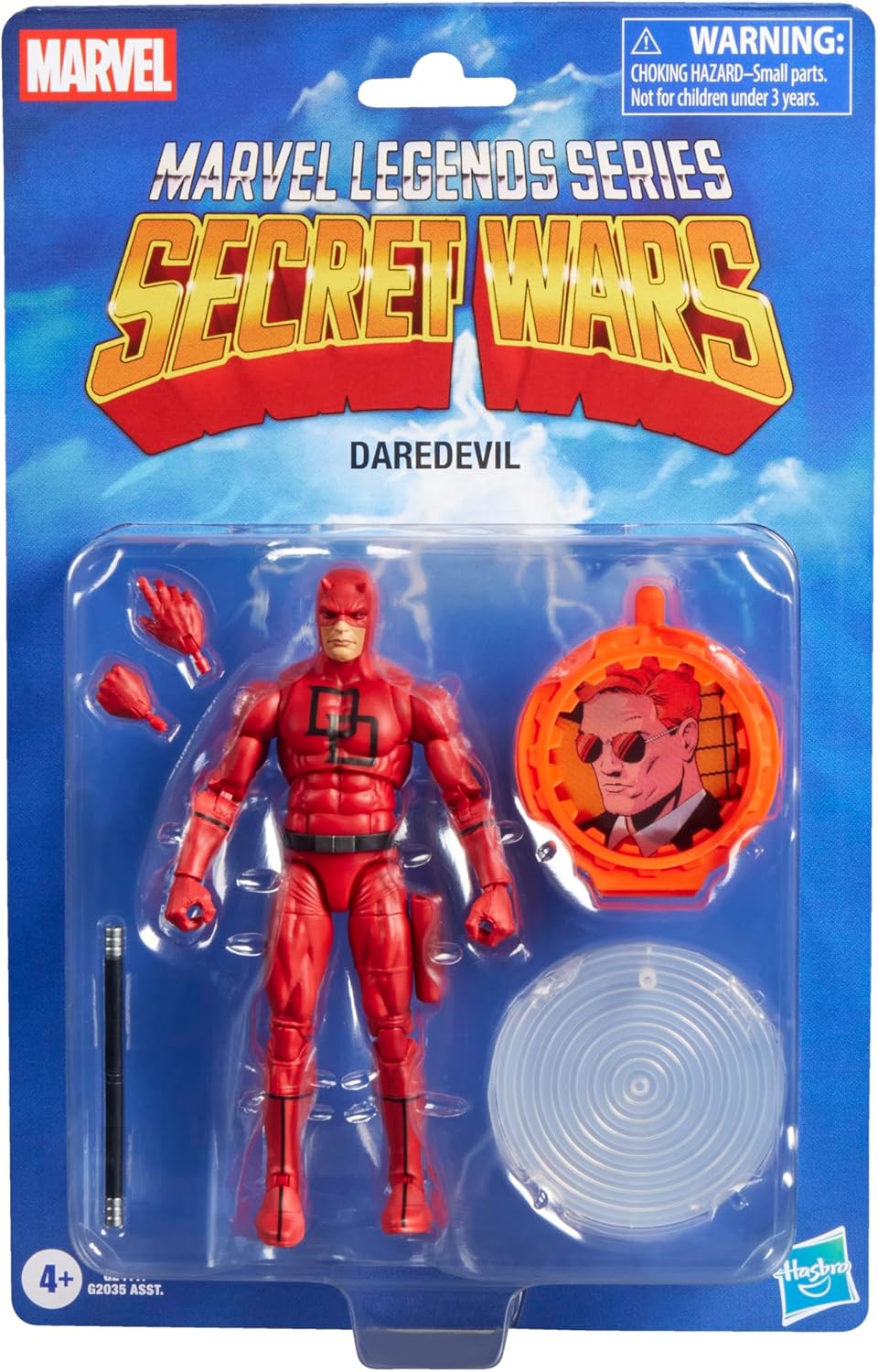 Marvel Legends Series Secret Wars Daredevil, Retro Comics Figura de acción coleccionable de 6 pulgadas con escudo lenticular