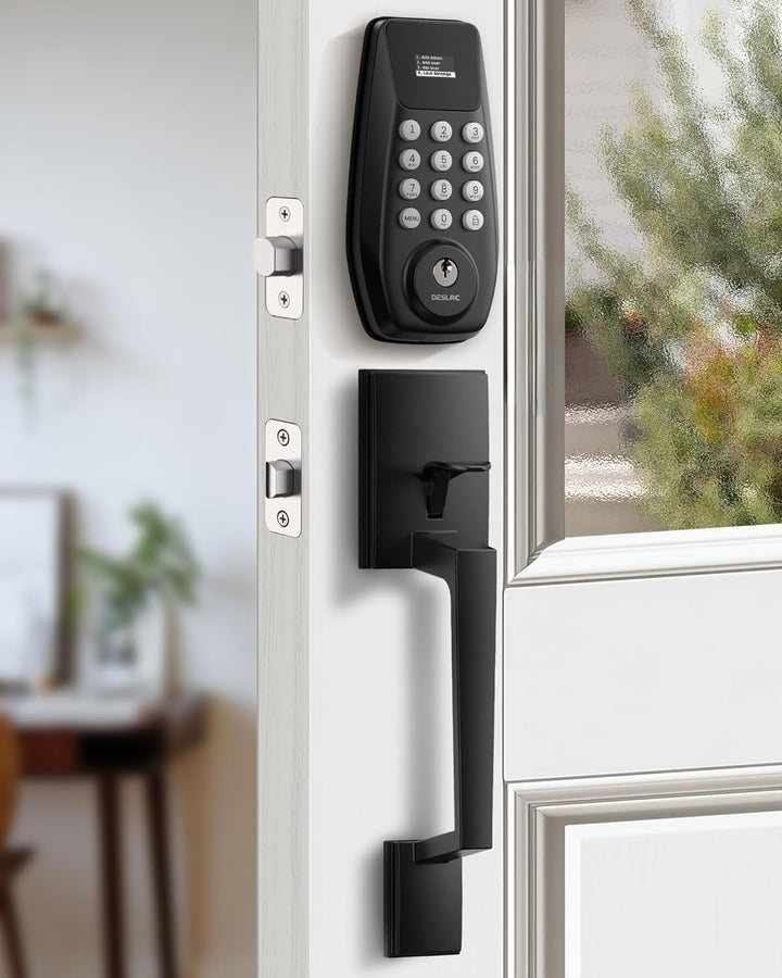 DESLOC C100 - Cerradura de puerta de entrada sin llave con asa, cer...