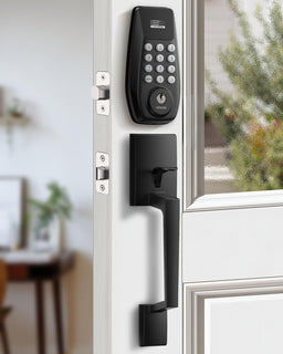 DESLOC C100 - Cerradura de puerta de entrada sin llave con asa, cer...