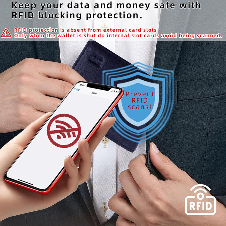 TOPFORGES Cartera de piel auténtica RFID para hombre, delgada, pleg...