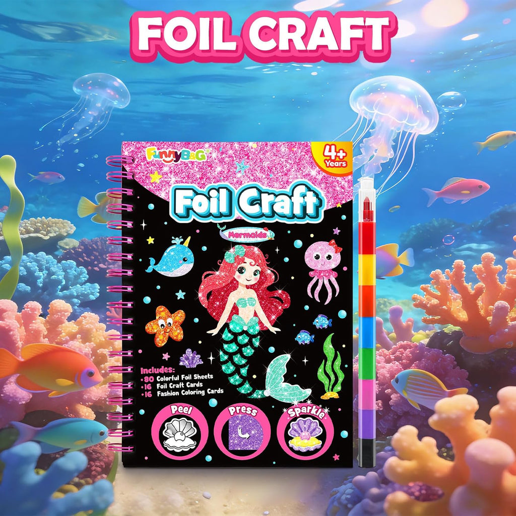 FUNNYB&G - Artesanía de papel de aluminio para niños, sirenas de Halloween