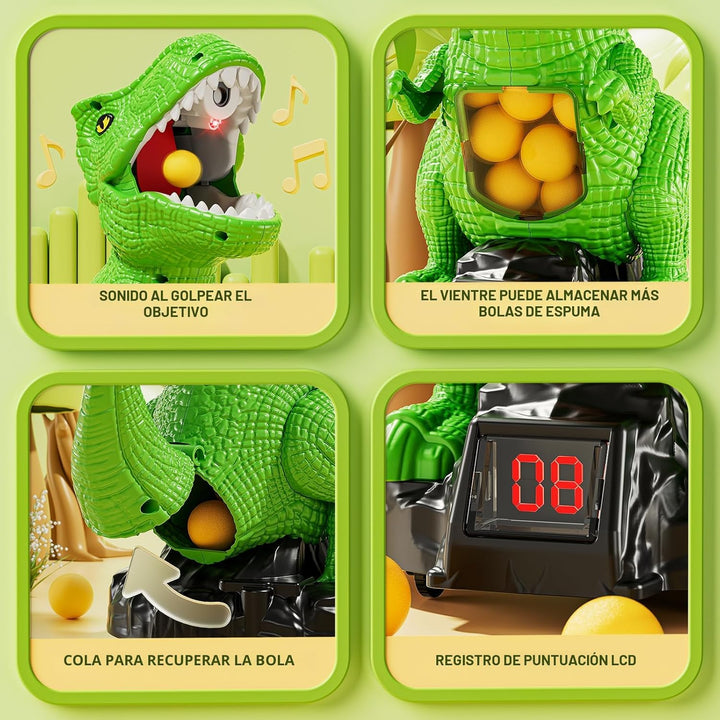 NIPLOOOW Juguetes de disparo de dinosaurios movibles para niños de...
