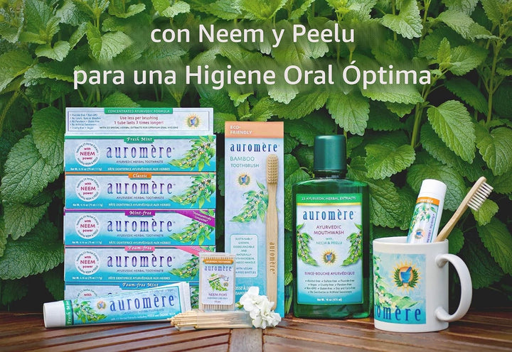 Auromere Enjuague bucal natural ayurvédico con neem y peelu, 16 onz...