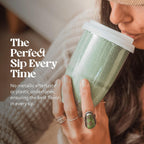 NOVA CERAMICS Taza de viaje – Vaso de café de viaje – Taza de café On the Go – Vaso de café verde apto para microondas y lavavajillas – Regalos para mujeres, hombres, él y ella – 12 oz – Esmeralda