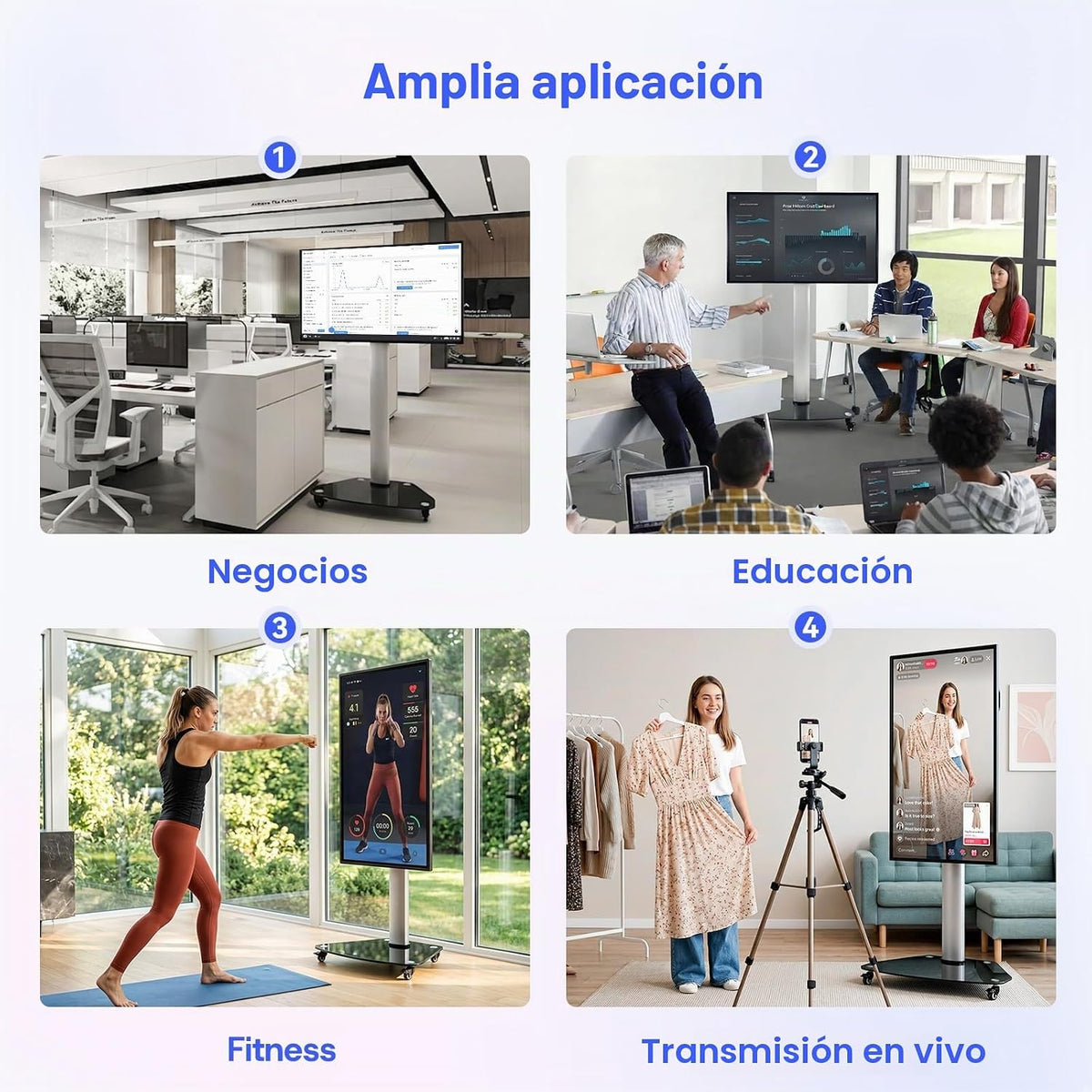 JAV Pizarra inteligente de 43 pulgadas, pizarra blanca interactiva con pantalla táctil giratoria, certificado EDLA, Android 14, espejo inalámbrico para enseñanza en aula, transmisión en vivo, oficina