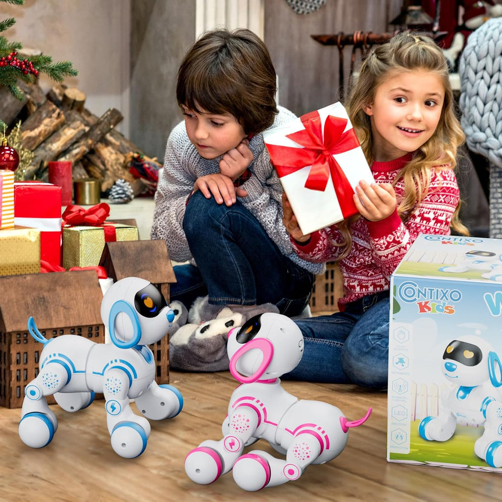 Perro robot Contixo R3 de juguete para niños - Mascota robótica inteligente con control remoto interactivo y función de baile para niños y niñas de 3 a 12 años - Rosa