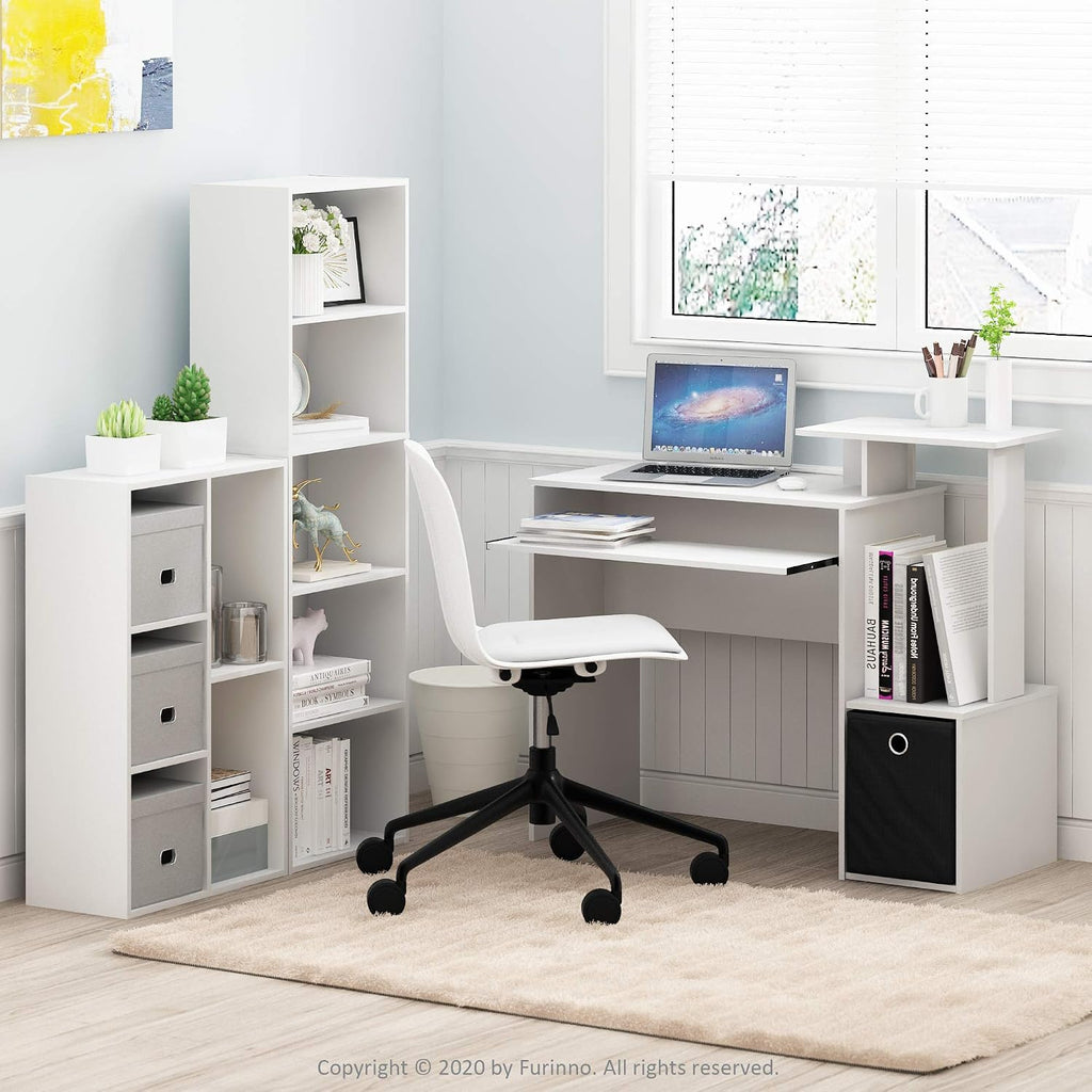 Furinno LUDER - Estantería de 5 cubos, estantería reversible, 9.4 x 19.5 x 31.5 pulgadas, fácil montaje, para sala de estar, dormitorio, oficina en casa, color blanco