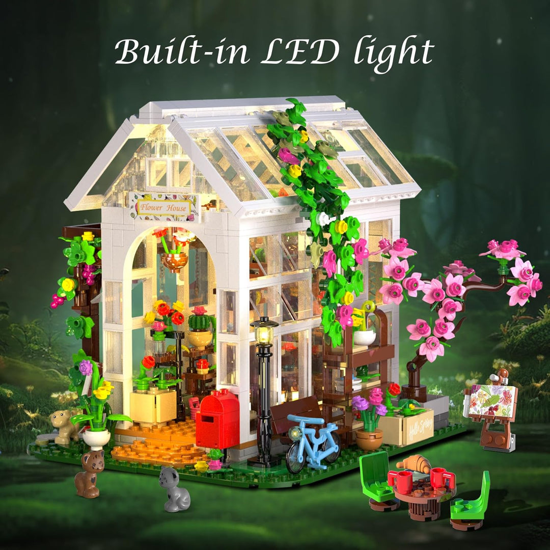 HOGOKIDS Juego de construcción de casa de flores con luz