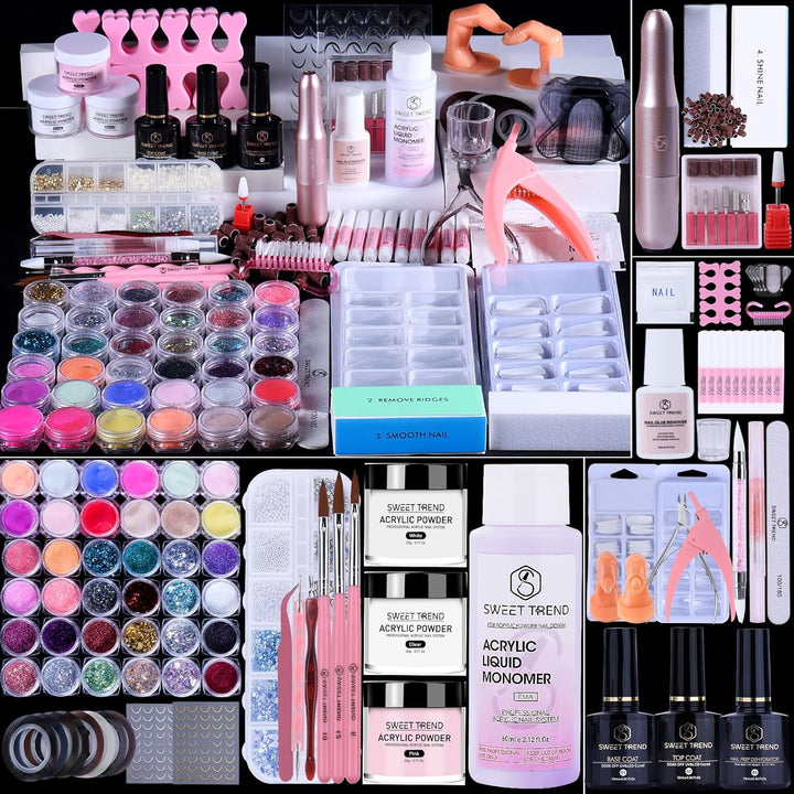 Kit de uñas acrílicas con todo: juego para principiantes con taladr...