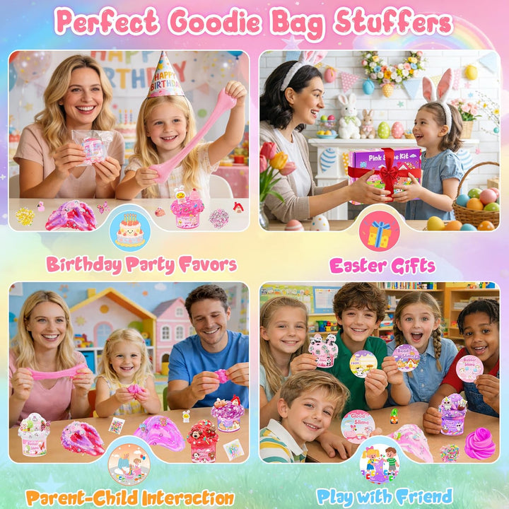 Paquete de 12 slimes, slime rosa para niños, kit de limo de nube de...