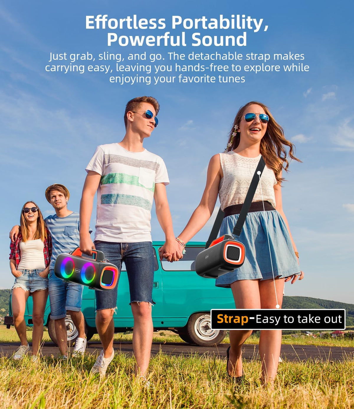 Altavoz Bluetooth portátil inalámbrico, sonido fuerte de 140 W de p...