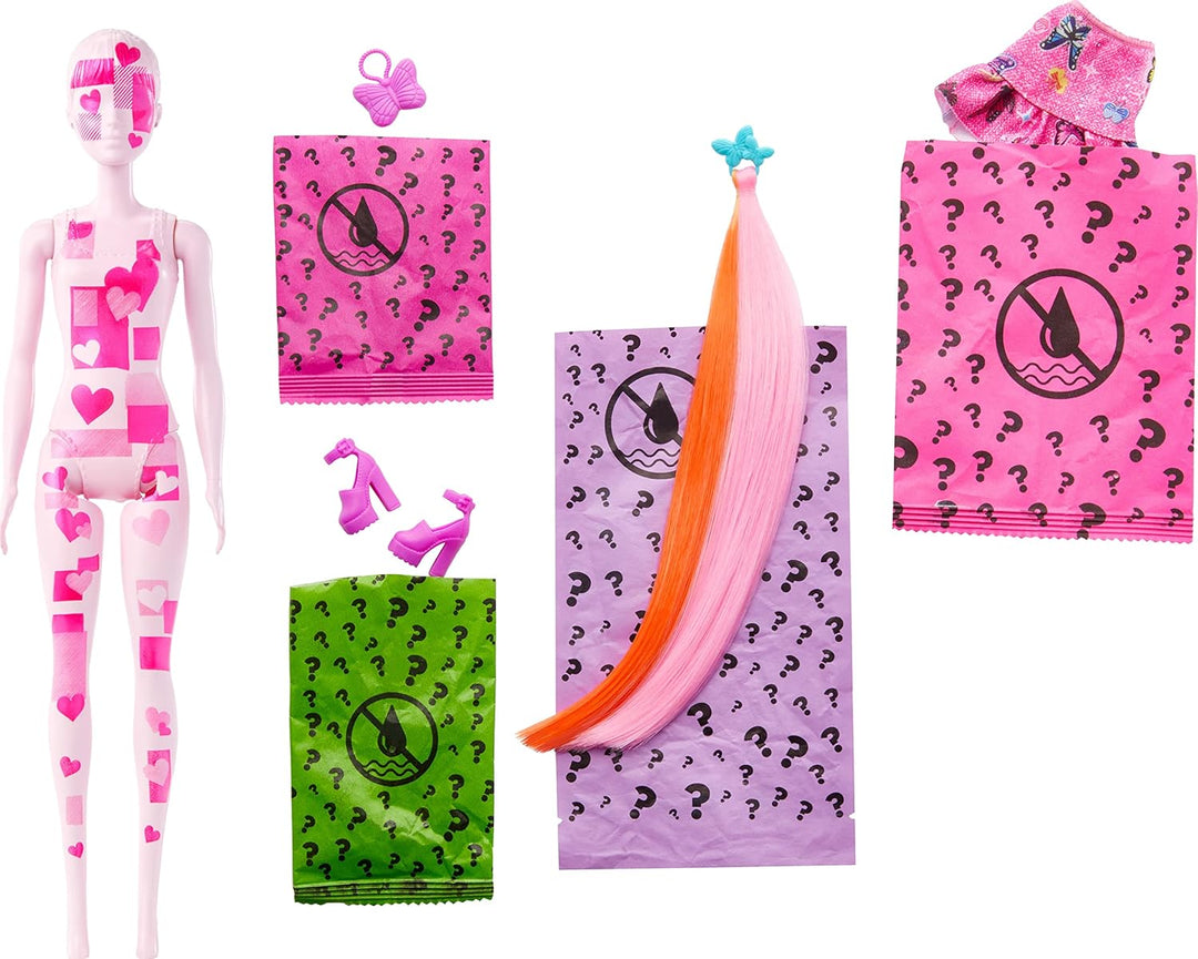 Muñeca Barbie Color Reveal con Accesorios, Serie Denim, Patchwork c...