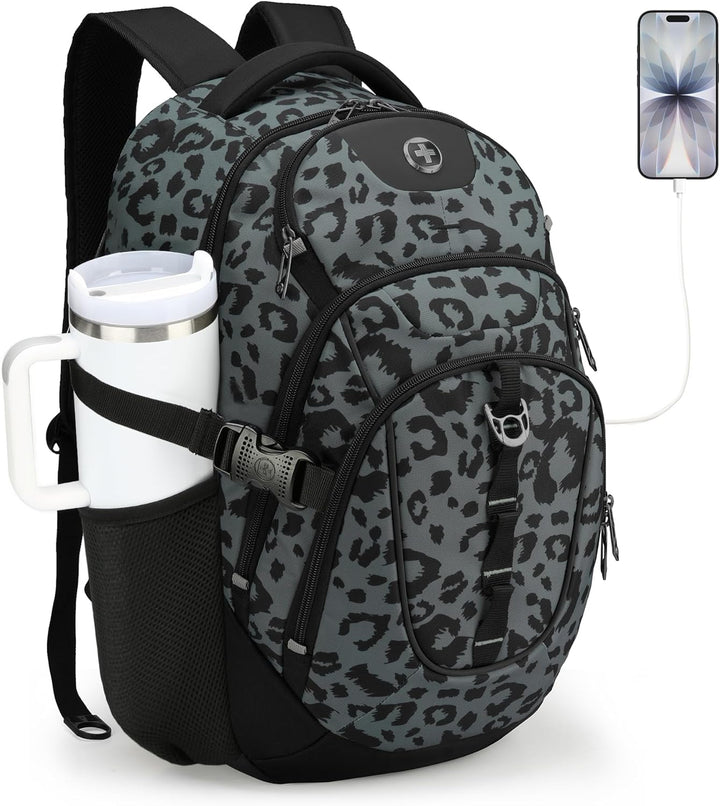 Swissdigital Mochila para laptop con puerto de carga USB, mochila d...