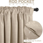 Cortinas opacas de lino para dormitorio de 84 pulgadas de largo, con pestaña trasera, bolsillo para barra, cortinas para sala de estar, juego de 2 paneles de cortinas opacas con