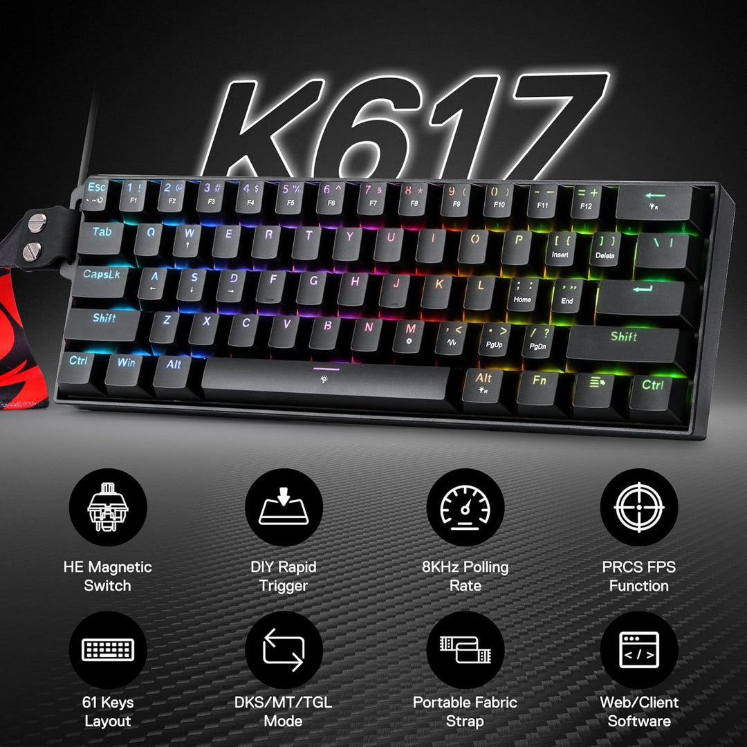 Redragon K617 HE Rapid Trigger - Teclado mecánico con cable para ju...