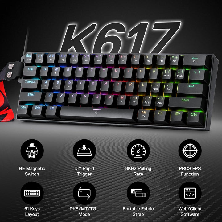Redragon K617 HE Rapid Trigger - Teclado mecánico con cable para ju...