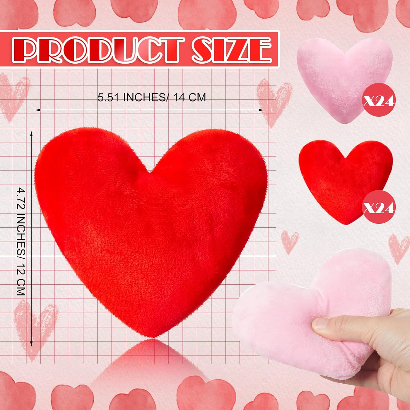 PullCrease 48 almohadas de felpa en forma de corazón para