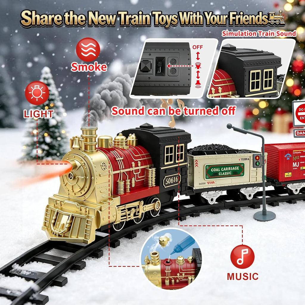 JUQU - Juego de tren eléctrico con humo, luces y sonido para niños mayores
