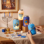 Qinyoung 12 Set Hanukkah Craft Mason Jar Craft con LED Candle Chanukah Set
