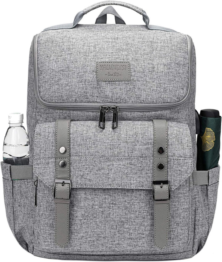 Mochila vintage de viaje para laptop con puerto de carga USB para m...