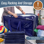 Paquete de 6 bolsas de mudanza grandes extra resistentes con cremallera fuerte y asas cómodas, bolsas de almacenamiento de ropa resistentes y duraderas, cajas de mudanza azules para suministros